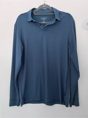 Vineyard Vines Men's Long-Sleeve Polo in Slate Blue